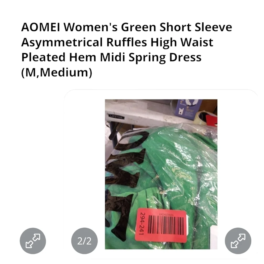 AOMEI - Medium Spring Asymmetrical Green Pleated Dress - Picture 14 of 16
